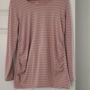 Pink striped long sleeve maternity shirt size L